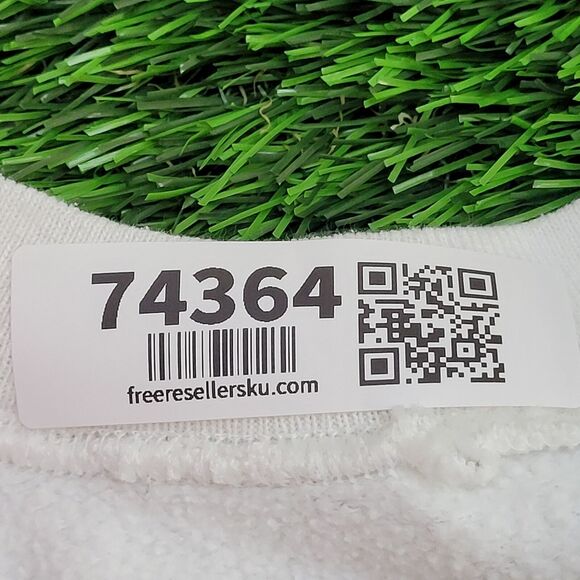 Vintage 90s Basketball Cropped Sweatshirt Medium 23x22 White - Picture 11 of 11